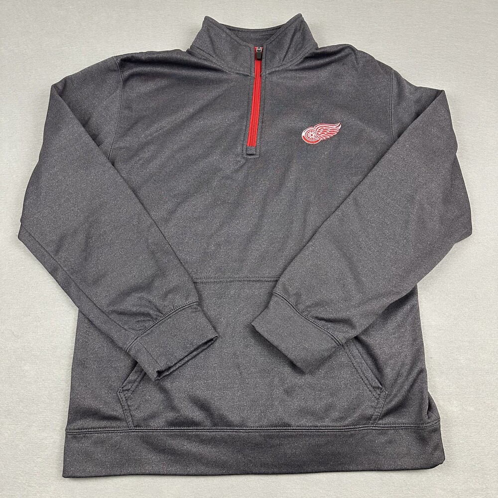 Detroit Red Wings Sweater Men Medium Gray 1/4 Zip Long Sleeve NHL Pullover M